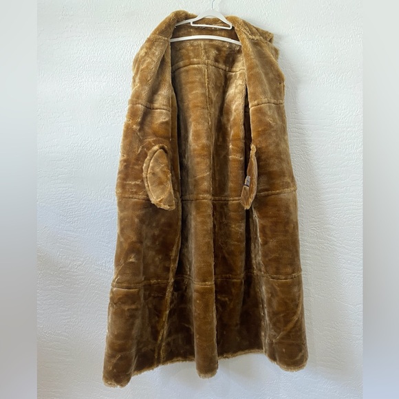 VTG Brandon Thomas 100% suede Leather Faux Fur Trench Coat  - Hippie size Large - Picture 6 of 16
